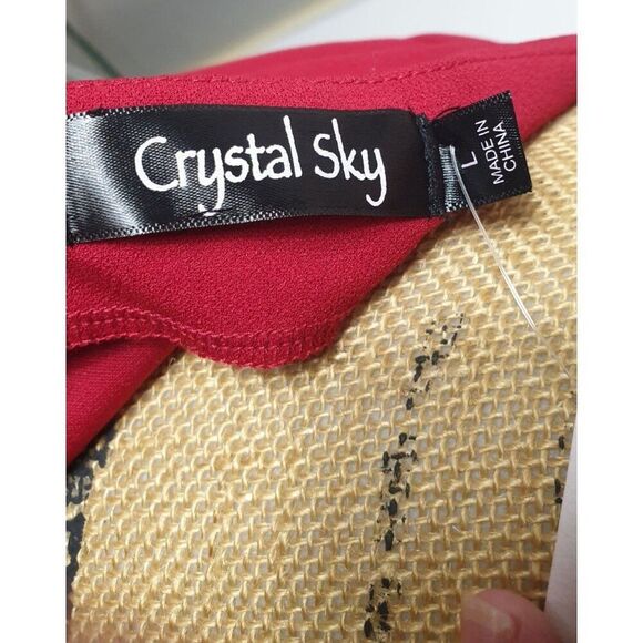 Crystal Sky Womens Sleeveless Romper Lg Red V-Neck Summer Pockets Resort Vacay - Picture 6 of 7